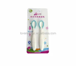 Mumlove Funny Safe Bi-Color Temperature Sensor Spoon Sensitive Silicone Plastic Color Changing Baby Feeding Spoons