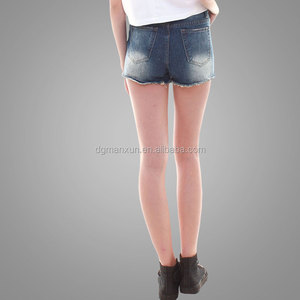 Cintura alta pantalones cortos de mezclilla nuevo estilo de la marca de moda denim Jeans cortos con dobladillo deshilachado - Product Image 2