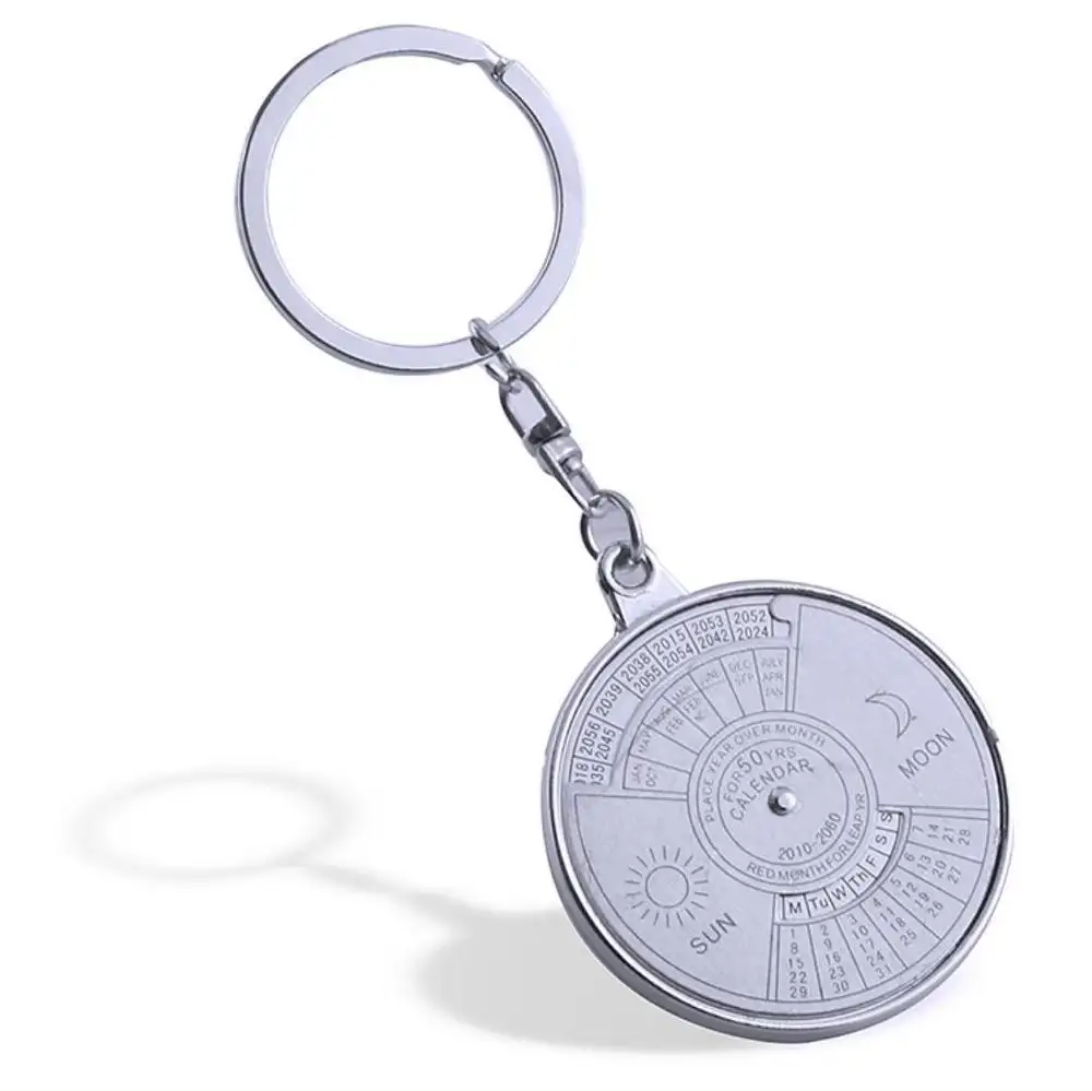 Wholesale Fashion Metal Creative Key Chain Personalized Perpetual Calendar Custom Compass Keychain For Men Women Gift