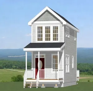 Blokhut tiny home 2 verhaal geprefabriceerde huis gemonteerd