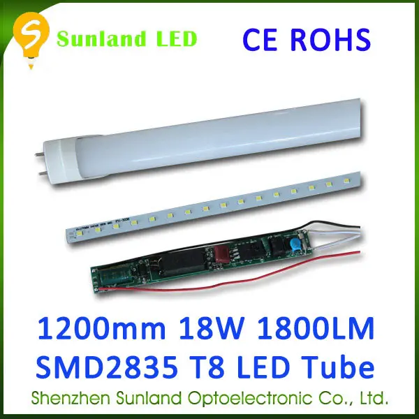 El nuevo invento ac85-265v smd2835 ce rohs t8 llevó el tubo 1200mm 18 w