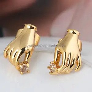 fashion fake 18k gold hand shaped stud earrings for gift ,insect earring(AM-ERZ0063)