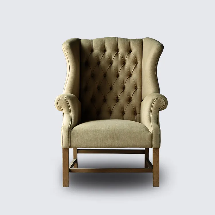 高品質リラックス椅子タフトバック木製椅子