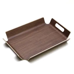 Wholesale Classical 44cm Rectangle Hotel Wood Serving Tray with Handle