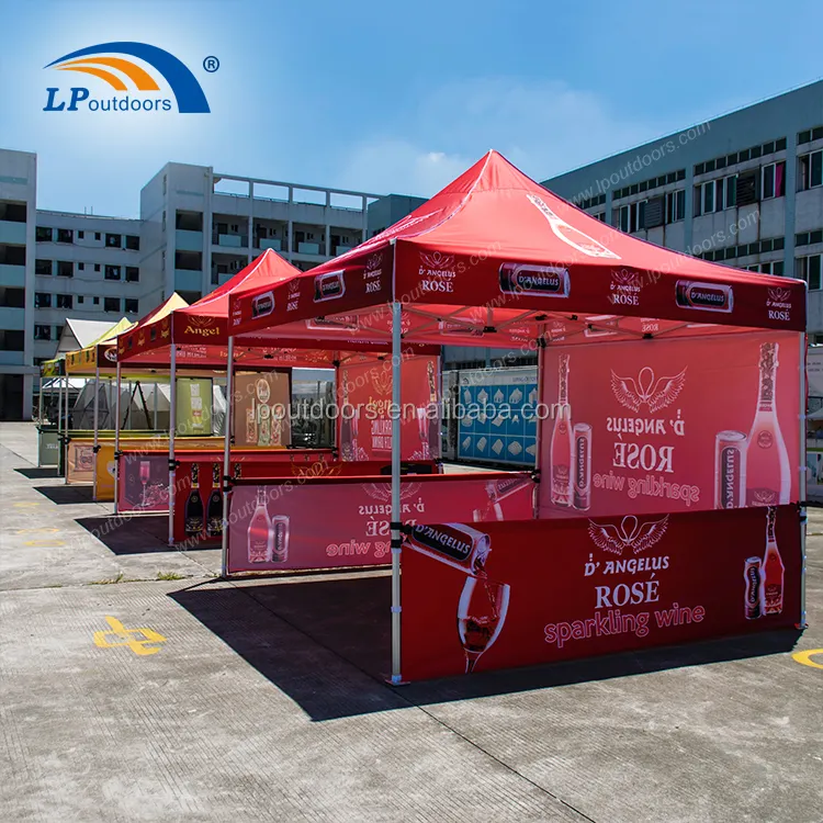 3x3m Promosi luar ruangan pop up tiang aluminium PVC tahan air kanopi kain tenda acara untuk pasar tampilan pameran acara