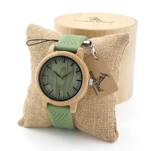 BOBO BIRD-Reloj de pulsera para hombre, correa de silicona auténtica, de madera, bambú, personalizado