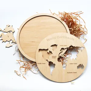 Carte du monde en bois découpé au laser, puzzle américain, nouveau produit, à vendre