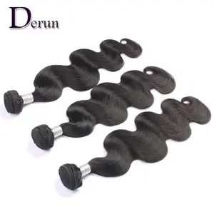 Derunhair fast delivery cuticle aligened raw mink hair BW bundles 10a grade brazil body wave in stock ,hair weft wholesale price