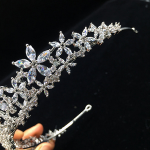 Couronne de mariée en zircon brillant, diadème de mariage RE2083, bijoux de fête