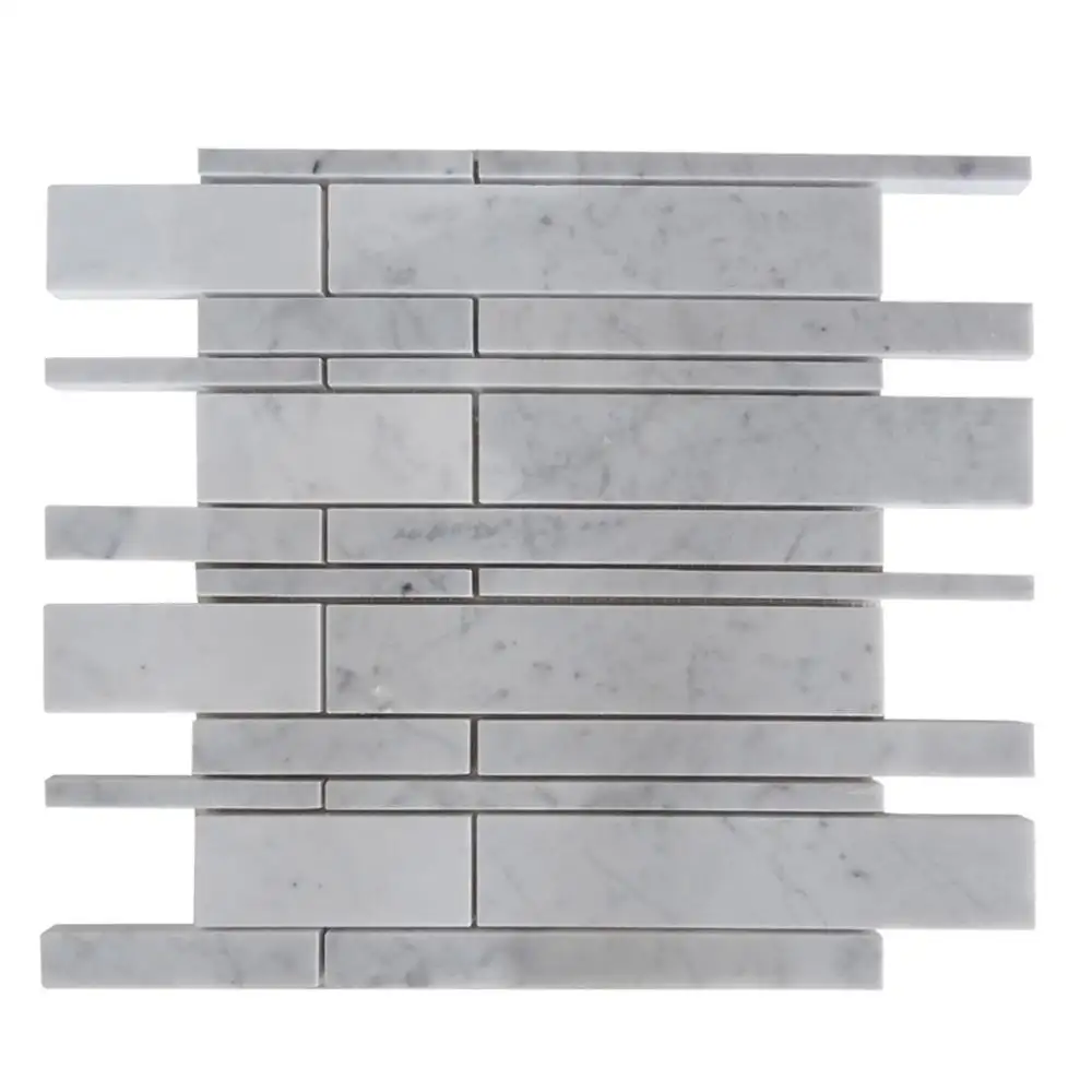 Pola Batu Bata Carrara Marmer Putih 1 "X 2" Dipoles Ubin Mosaik