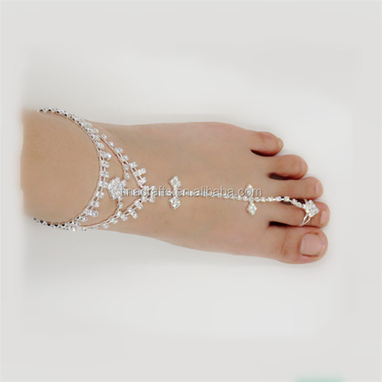 Vrouwen Enkelband Teen Ring Enkelband Barefoot Sandalen Plated Lichtmetalen Beach Imitatie Voet Sieraden