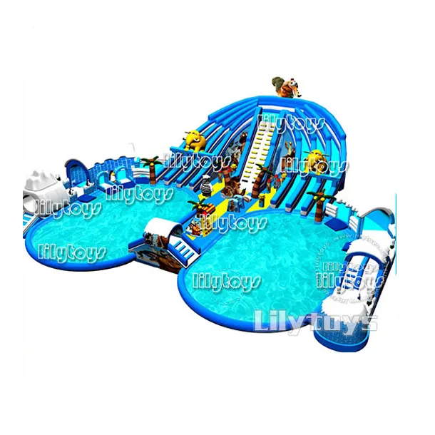 Công Viên Nước Theme Inflatable Pool, Trượt Nước Khổng Lồ Với Hồ Bơi Có Thể Tháo Rời