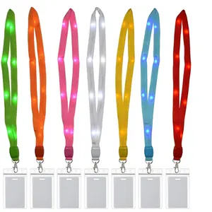 Christmas gift Super bright led flashing lanyards glowing led lanyard lighted nylon fashion tube lanyard