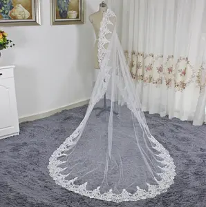 Morili New style white ivory 3 meters long bridal accessory one layer lace wedding veils with comb MVA364