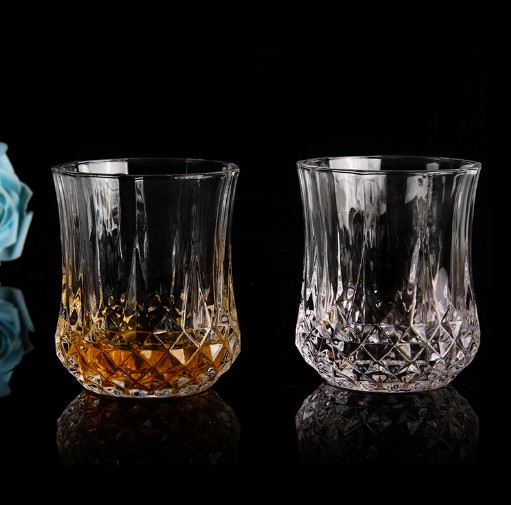 Wholesale 220ml Crystal Clear Emboss Diamond Whiskey shot Glass