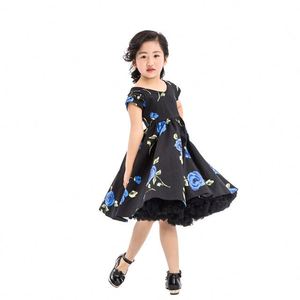 1950s vintage floral impressão manga curta, atacado crianças roupas a granel meninas roupas de festa frocks - Product Image 5
