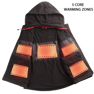 Winter Men's Casual <strong>Plus</strong> <strong>Size</strong> Quilted <strong>Jacket</strong> with Heating Systems USB Charger <strong>Waterproof</strong> Hood - Product Image 5