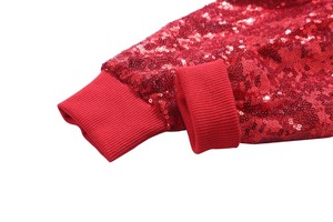 Jaket Natal Anak Perempuan, Mantel Merah Payet Natal Warna Polos Kasual untuk Bayi Perempuan - Product Image 4