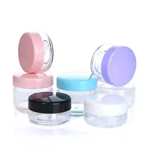 China Manufacture black white pink blue cap transparent bottom ps cosmetic cream jar