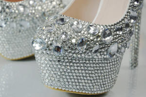 BS001 14cm tacco estate nuova moda Sexy scarpe da donna diamanti tacchi alti impermeabile a spillo croce legata scarpe da sposa sposa - Product Image 3