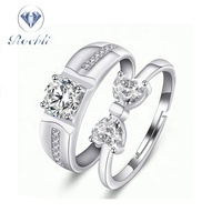 Rich Jewellery Brand High qualität Fashion 925 Sterling Silver Bow bowknot förmigen Heart Stone einstellbare Couples Rings