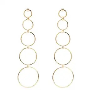 European Gold Silver Drop Earrings Italy Classical Multilayer Round Circle Dangle Earrings For Women Jewelry Design