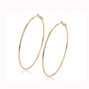 98073 xuping jewelry big hoop earrings stylish simple style 18k gold plated lady earrings