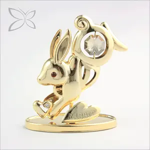 Crystocraft 12 Chinese Horoscope Zodiac Fengshui Animal Gift 24k Gold Plated Rabbit Figurine with Brilliant Cut Crystals