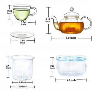 27 OZ vidrio de Infusor de té <span class=keywords><strong>tetera</strong></span> con un calentador y <span class=keywords><strong>taza</strong></span> de vidrio conjuntos - Product Image 3