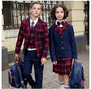 Ensemble de veste et blazer d'uniforme scolaire coréen de luxe pour filles, en polyester/coton écologique anti-boulochage pour enfants - Product Image 2