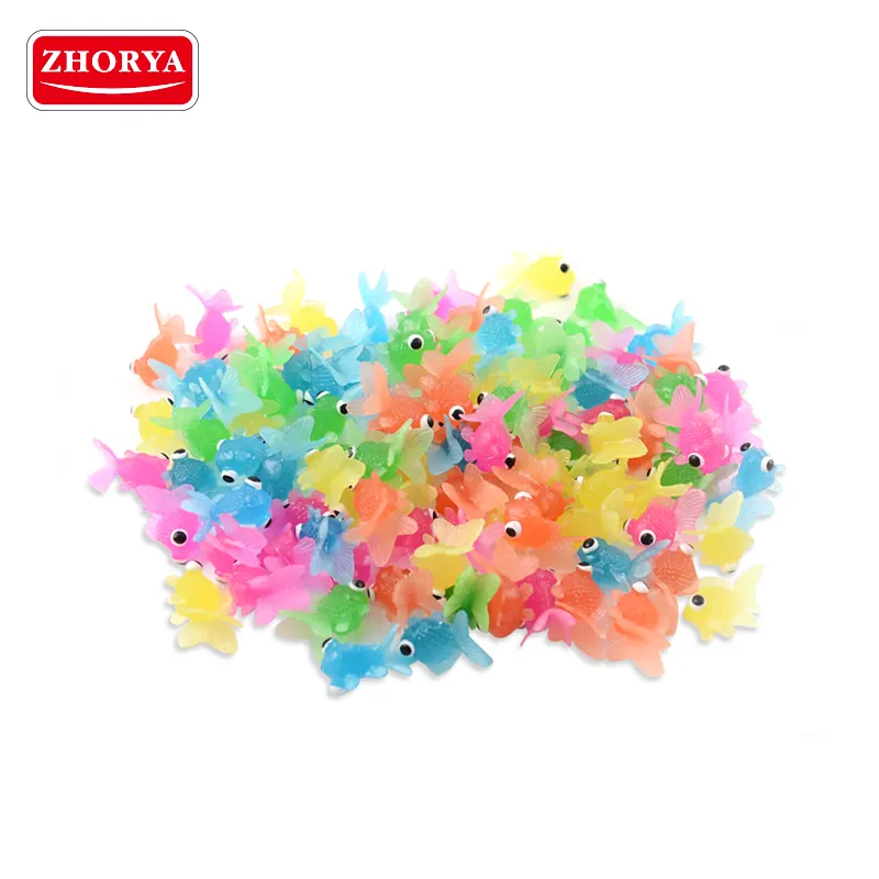 Zhorya مجموعة من 100 الملونة البسيطة لينة المطاط ذهبية الأسماك لعب للأطفال