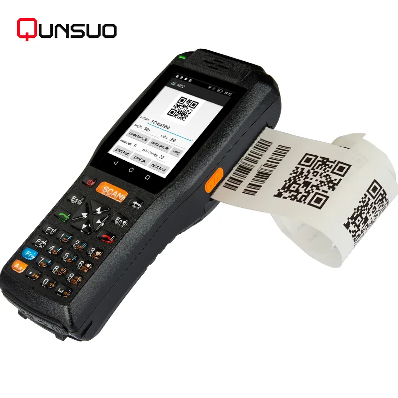 หุ่นยนต์สมาร์ทขรุขระ Rfid Qr รหัสมือถือขั้ว Pos กับเครื่องพิมพ์