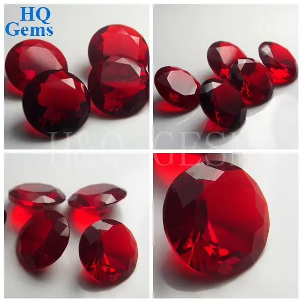 Suelto rojo facetado redondo Semi piedras preciosas grandes gemas de vidrio de