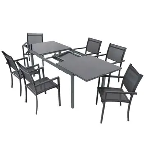 Veranda açık yemek sandalyesi seti uzatılabilir konsol masa