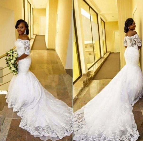 Morocco Girl' White Mermaid Tail Bridal Gown Imported Wedding Dresses With Sleeves