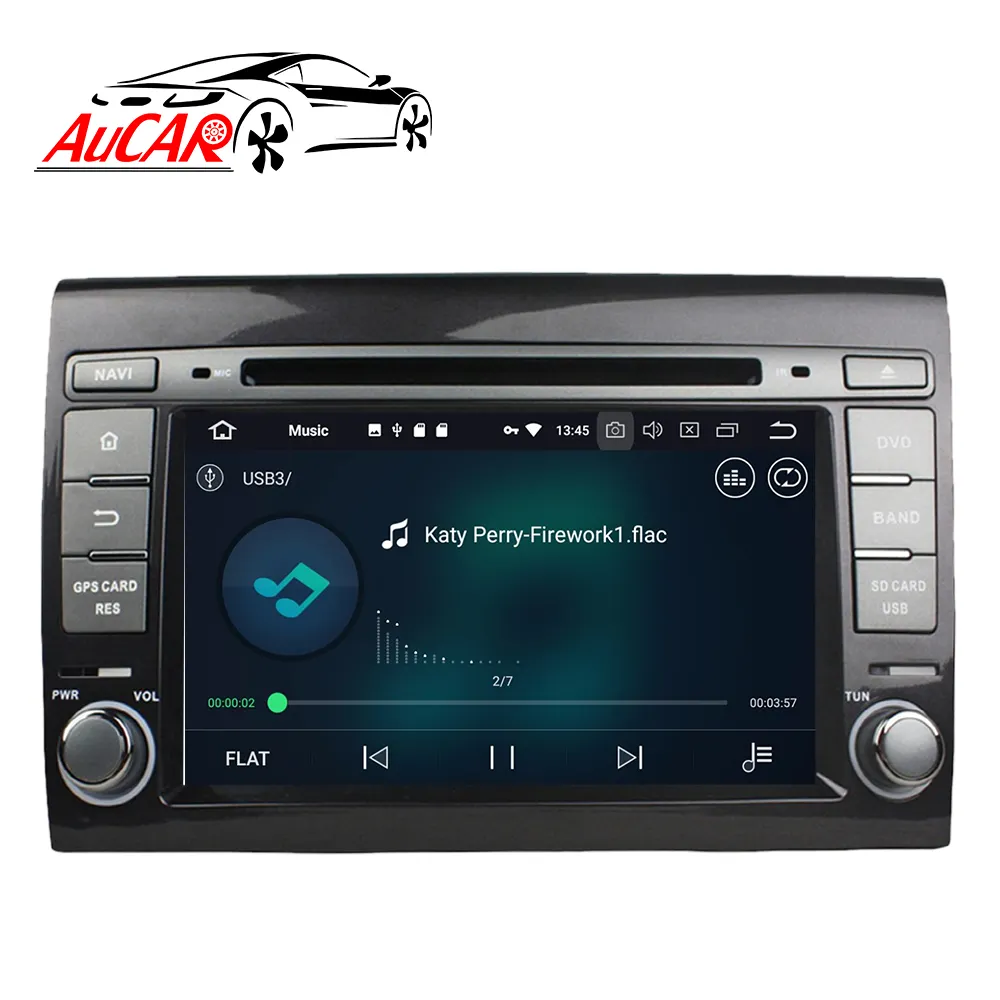 AuCAR 7 "Android 10 araba multimedya oynatıcı GPS Navi dokunmatik ekran araba Stereo Video ses WIFI araba radyo fiat Bravo 2007-2012