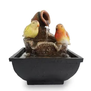 unique gift indoor resin birds mini tabletop animal water fountain