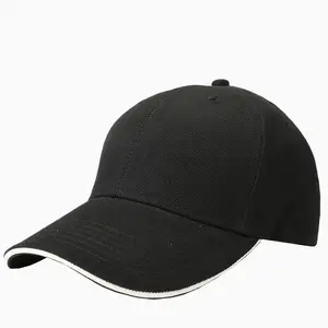 High profile soft cotton novelty plain blank beautiful black sandwich baseball caps