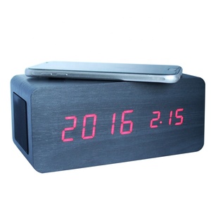 Sáng Tạo Đa Chức Năng <span class=keywords><strong>3</strong></span> Trong 1 Màu Xanh Tooh Loa Điện Thoại Không Dây Sạc Bằng Gỗ <span class=keywords><strong>LED</strong></span> Đồng Hồ Báo Thức - Product Image 6