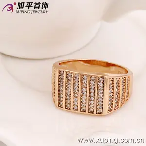 12717 Xuping 18k color oro prestigioso anillo de forma rectangular con hilos de micro estrás blancos para hombres