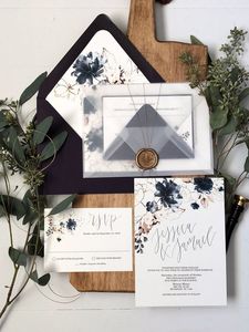 Estampado de la tarjeta de boda Suite usando papel vitela de papel Espana