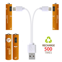 Baterai Isi Ulang USB NiMH AAA 1.2V Kompatibel dengan Remote Control untuk Kendaraan Listrik, Mainan, Senter - 450mAh Garansi 2 Tahun
