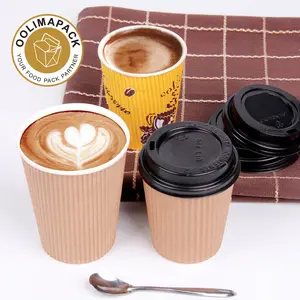 Cold Drinking Paper Cup With Lid Paper Coffee Cups With Lids And Sleeve 12 Oz