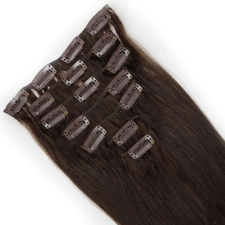 Hair Clip In Factory 15-22"7PCS 70g Clip In On Real Natual Human Hair Extensions Full Head Straight Natural Black Cutical Aligned Hair