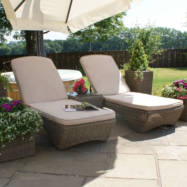 New Design Outdoor Furniture Outdoor Garden Rattan Reclining Chair Set Sun Lounger Rattan / Wicker Aluminium PE Rattan Modern