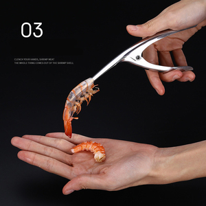 OEM gamberetti pelapatate in acciaio inox frutti di mare strumenti di cottura creativa comoda buccia di gamberetti - Product Image 5