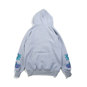 Sudadera sin Mangas de Felpa Técnica al por Mayor, Diseño de Dragón Chino Bordado para Hombre, Sudadera con Capucha Gris Carbón para Gimnasio - Product Image 2