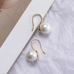 Big Clear Pearl Earrings For Women Simple Round White Pearl Earrings Rose Gold Color Jewelry Classic Earrings Elegant Gift