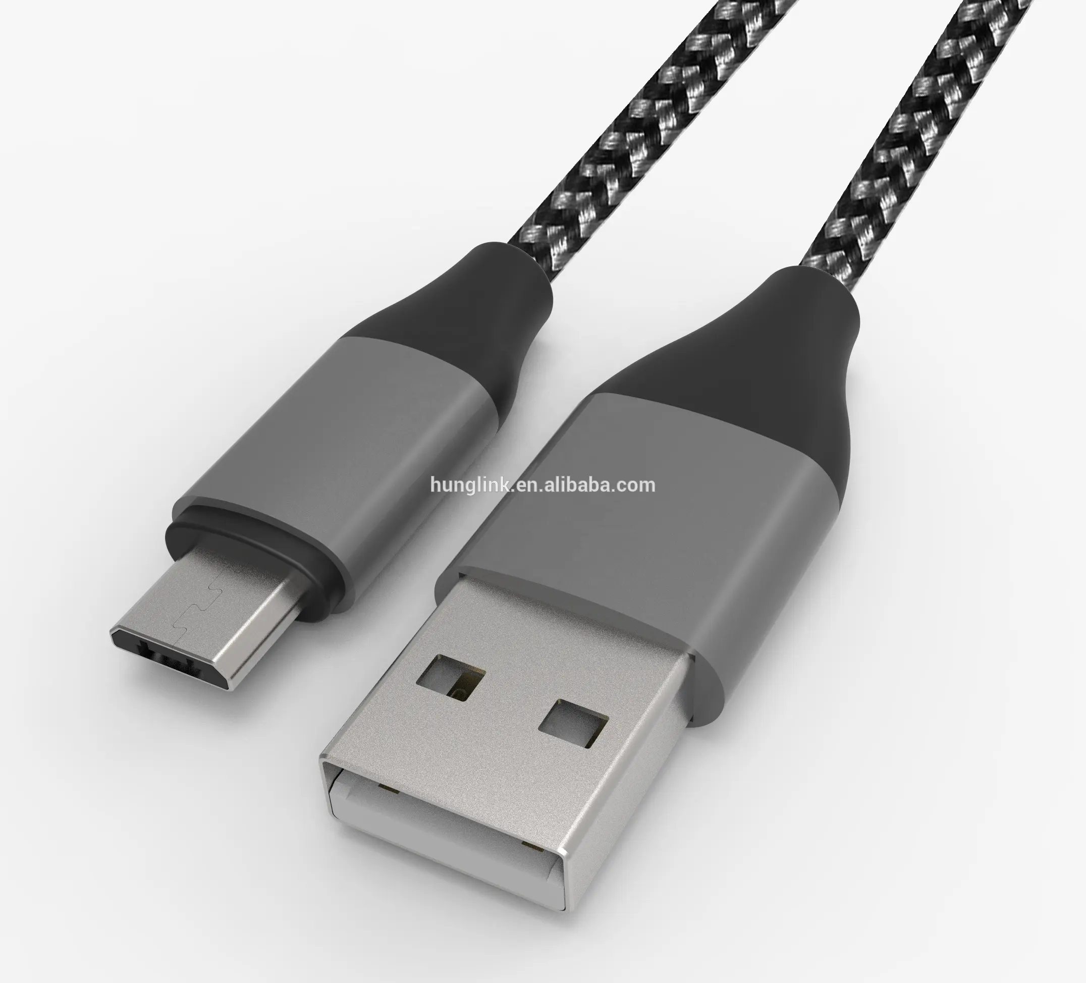 USB 2.0 Kabel Nilon Kepang Dalam Berbagai Macam Panjang (3X 3ft, 1x 6ft) kecepatan Tinggi USB 2.0 Male TO MICRO B Sync & Charge Kabel