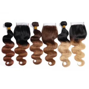 Aliexpress groothandel Peruaanse remy haarverlenging maagd menselijk haar bundels goedkope Braziliaanse virgin body wave ombre hair